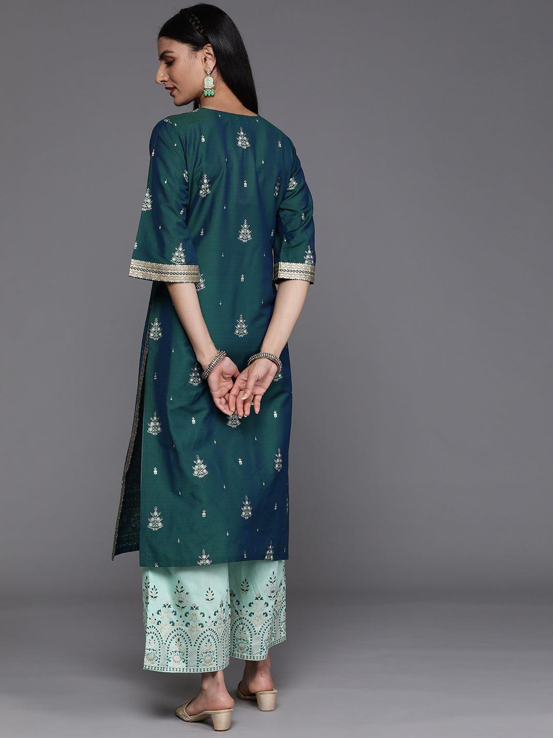 Teal Yoke Design Chanderi Silk Kurta