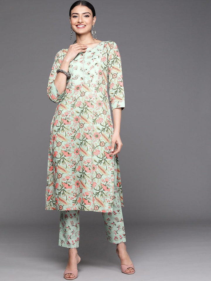 Turquoise Blue Yoke Design Cotton Kurta - Libas