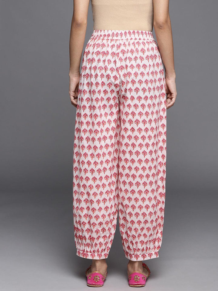 White Printed Cotton Salwar Pants - ShopLibas