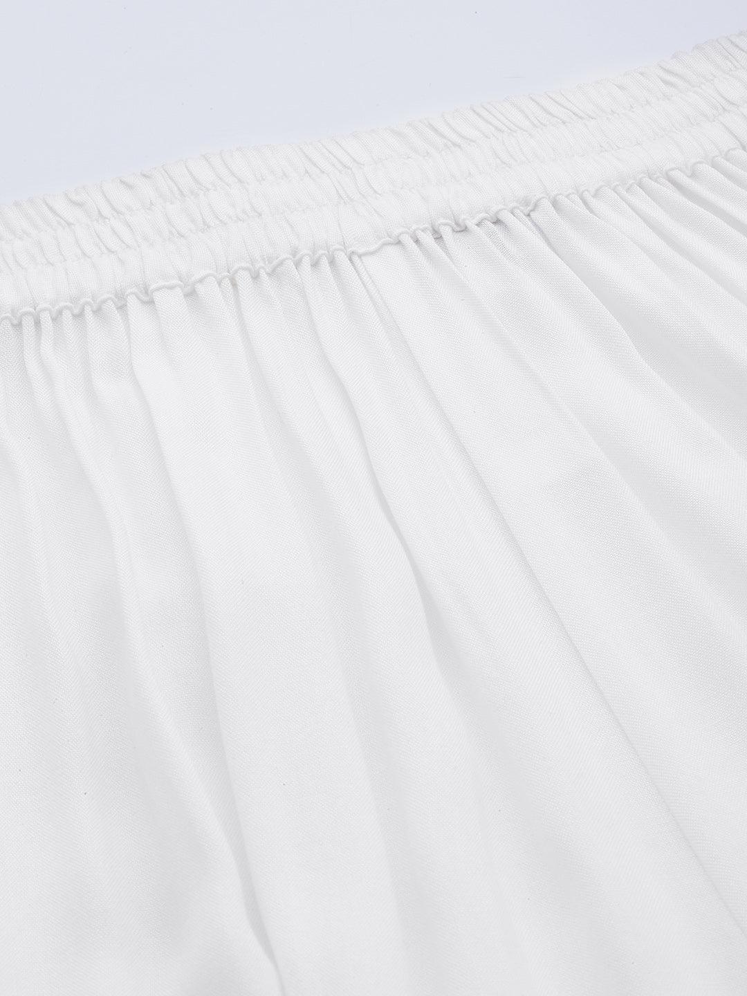 White Solid Rayon Palazzos