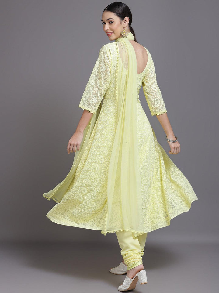 Yellow Embroidered Georgette Suit Set - ShopLibas