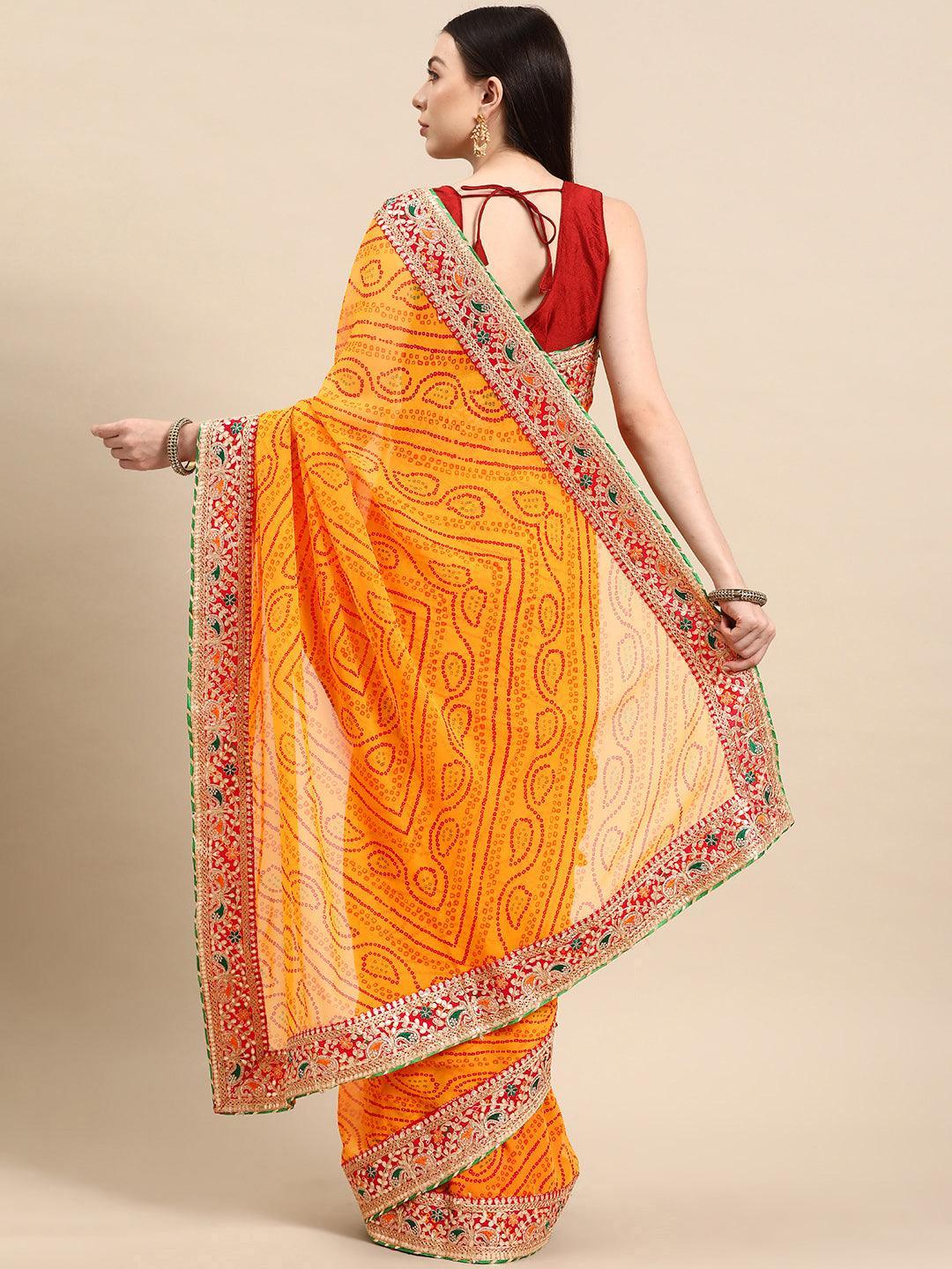 Yellow Embroidered Georgette Saree