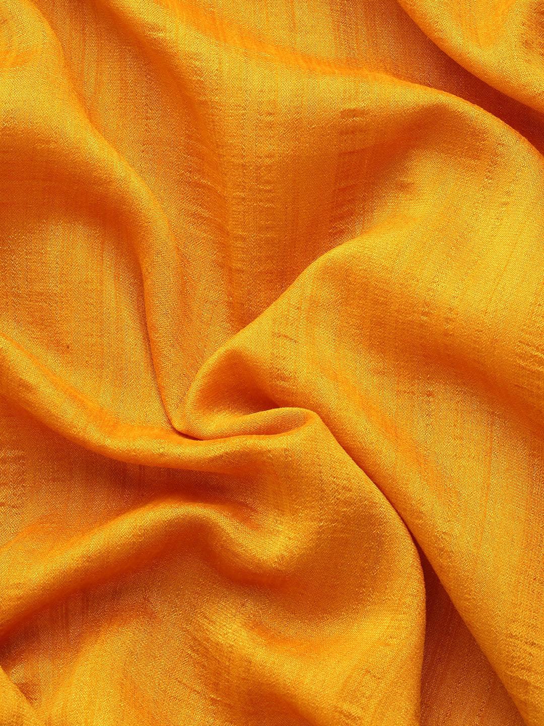 Yellow Embroidered Silk Blend Saree