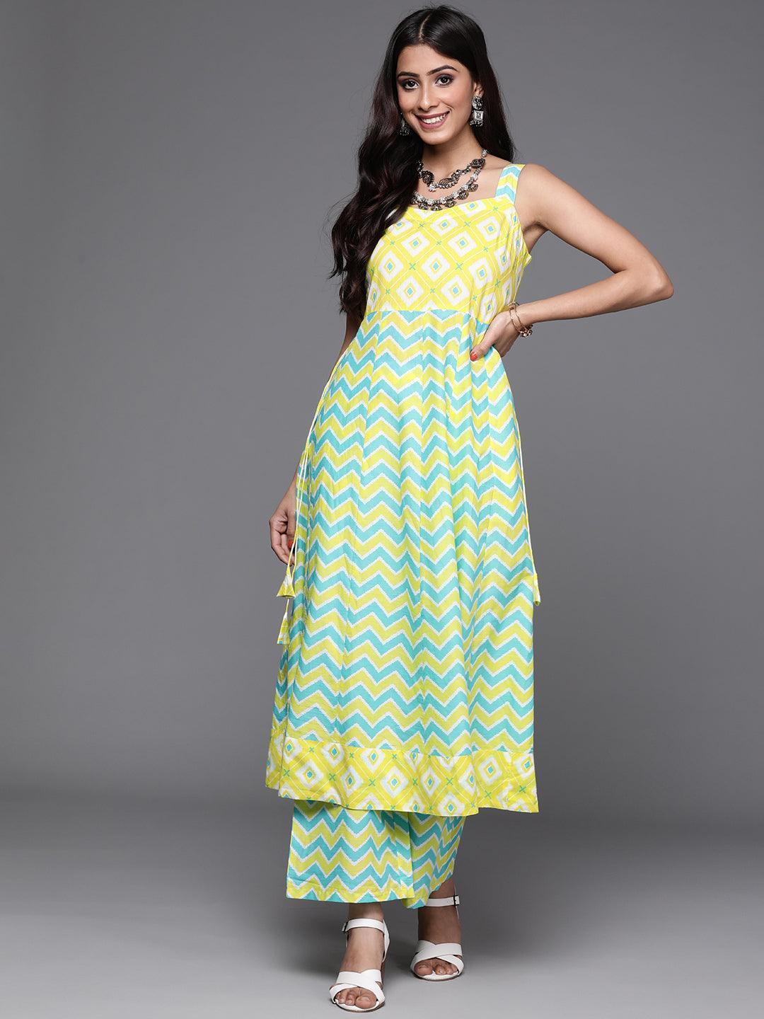 Yellow Printed Cotton Kurta Set