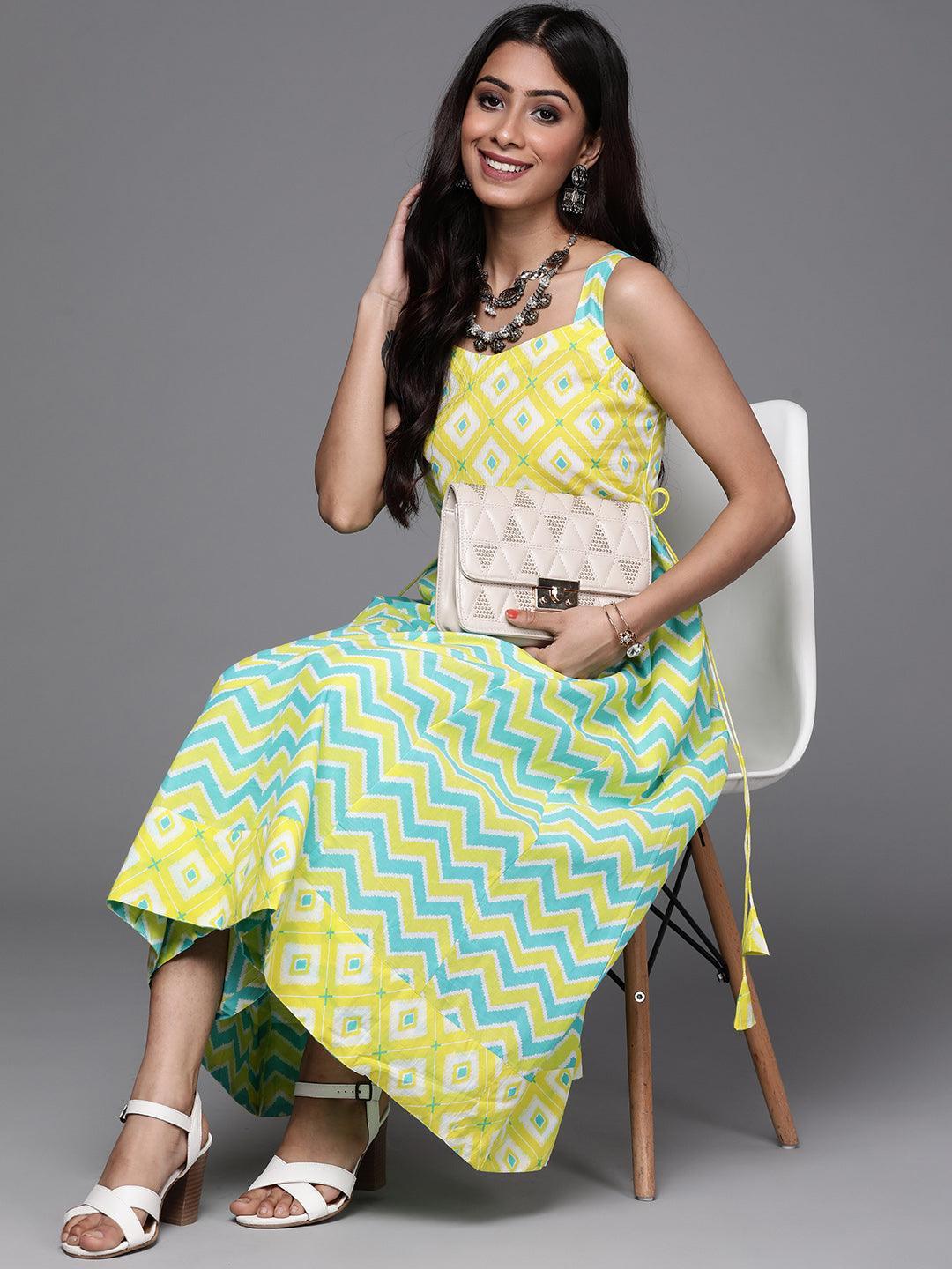 Yellow Printed Cotton Kurta Set