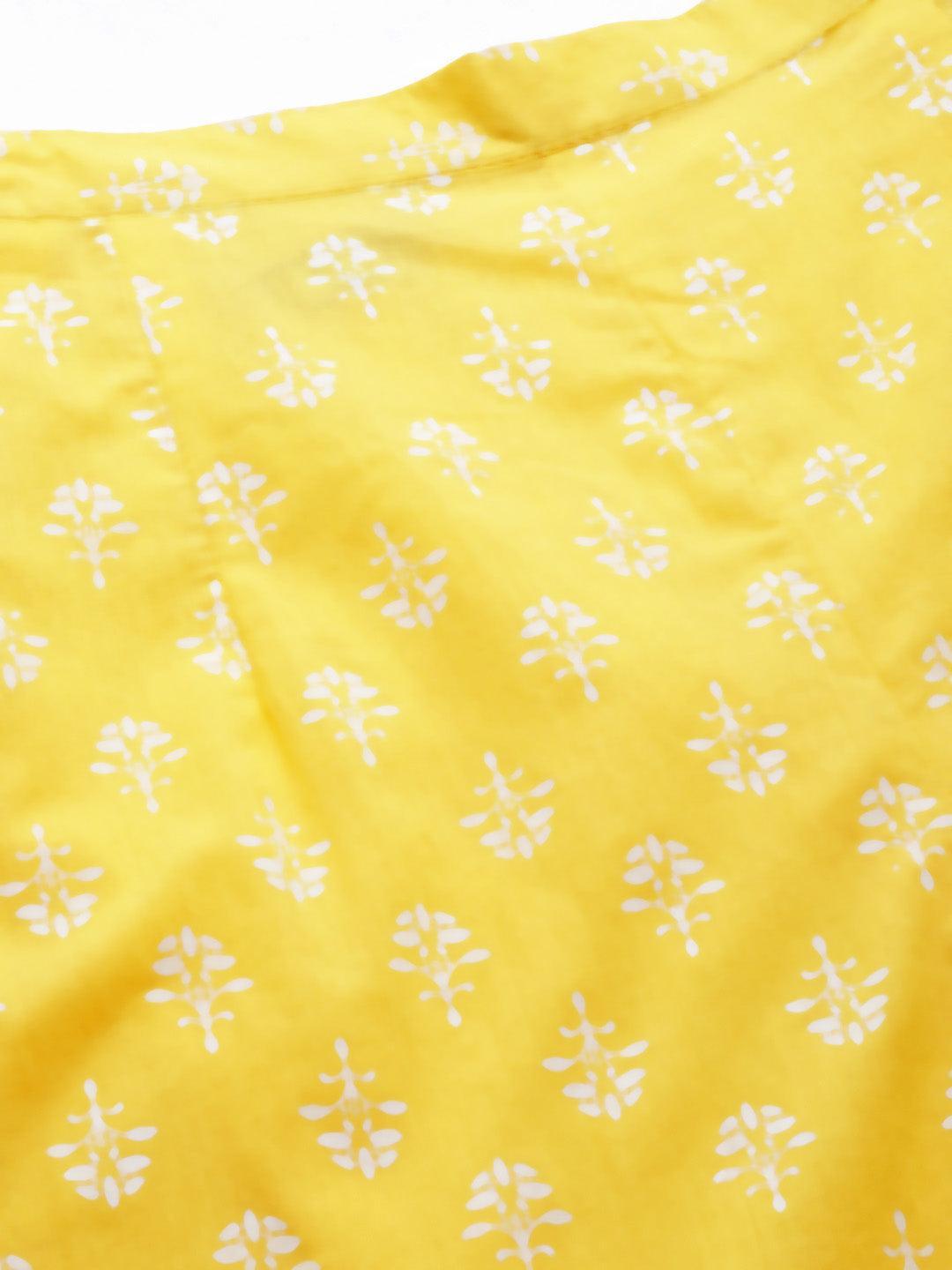 Yellow Printed Cotton Night Suit