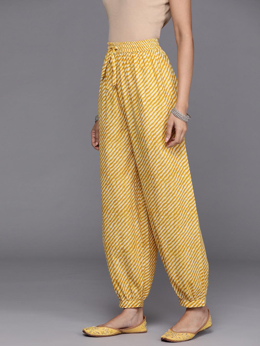 Yellow Printed Cotton Salwar Pants - ShopLibas