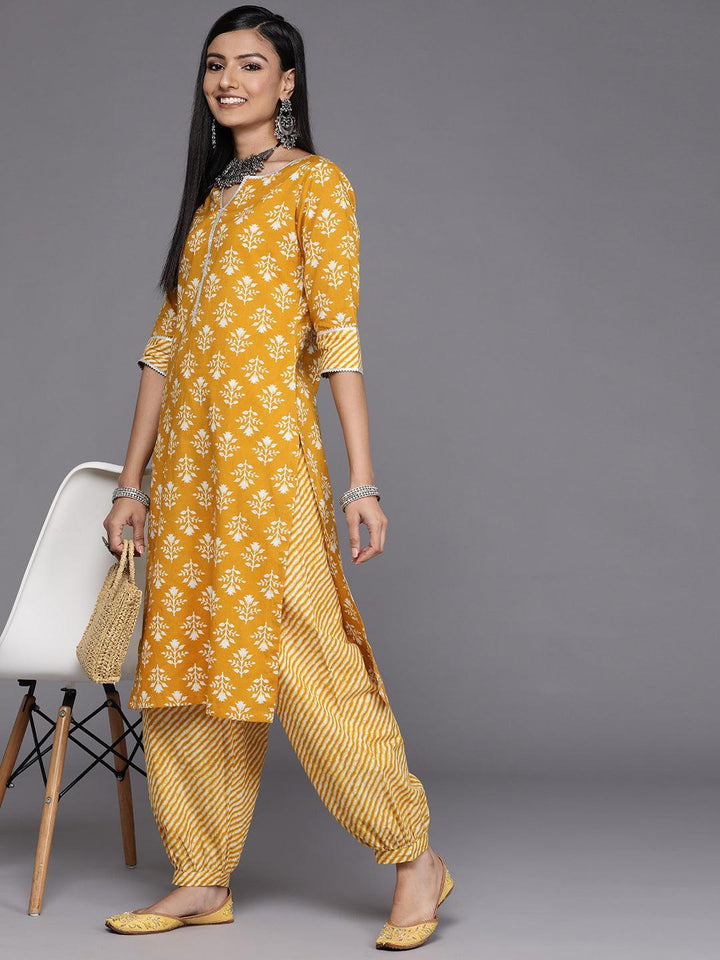 Yellow Printed Cotton Salwar Pants - ShopLibas