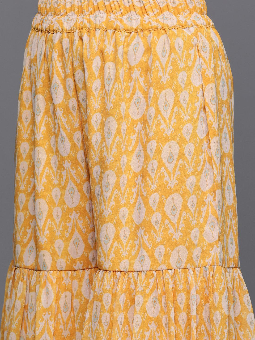 Yellow Printed Georgette Suit Set