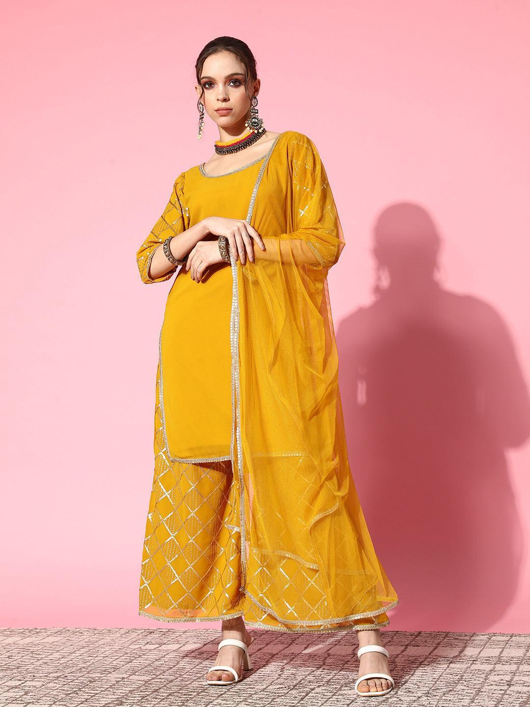 Indo western dress for haldi best sale