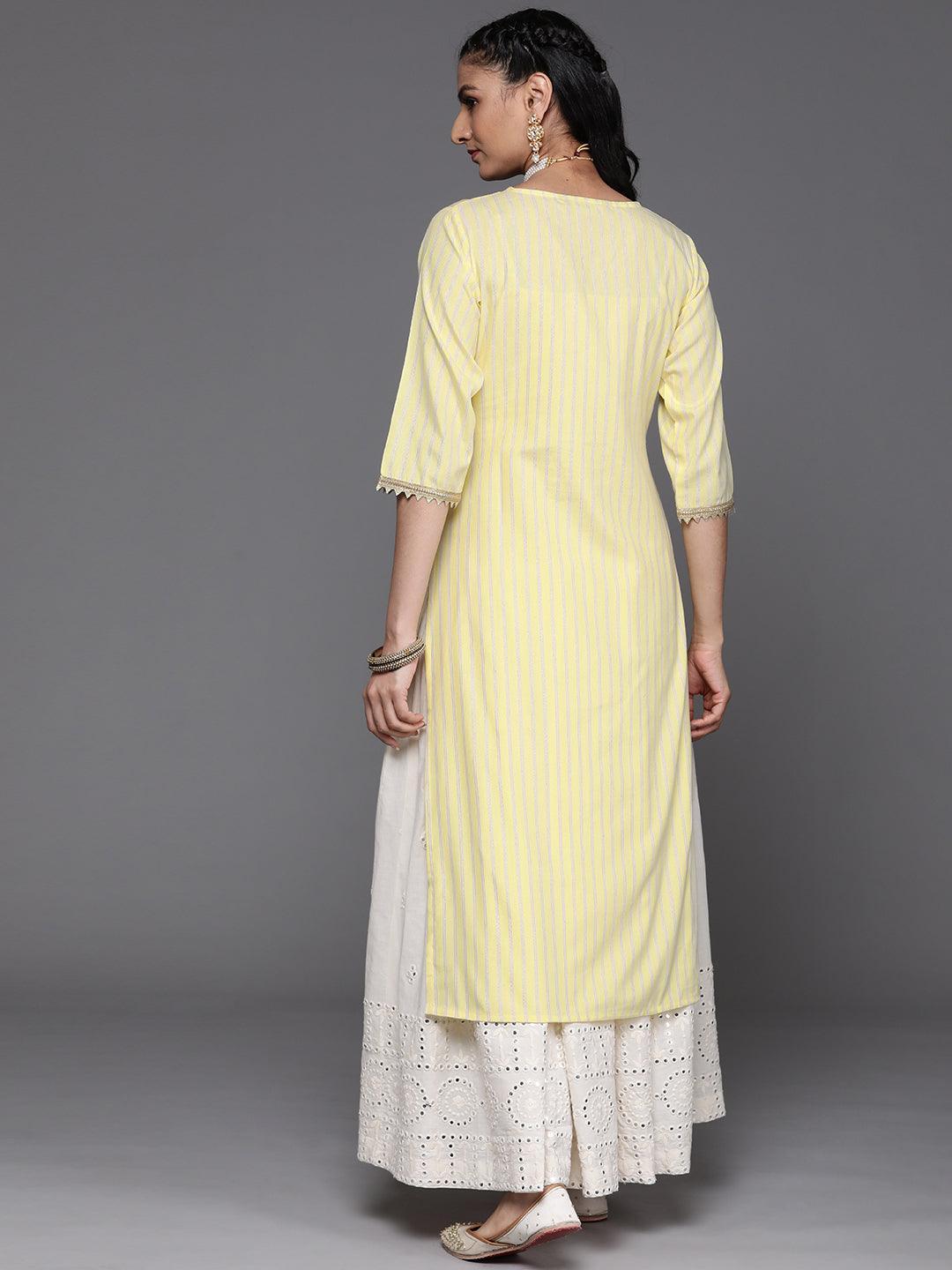 Yellow Yoke Design Cotton Silk Kurta