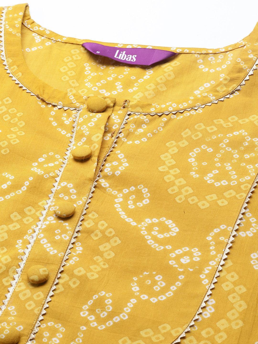 Yellow Yoke Design Cotton Straight Kurta